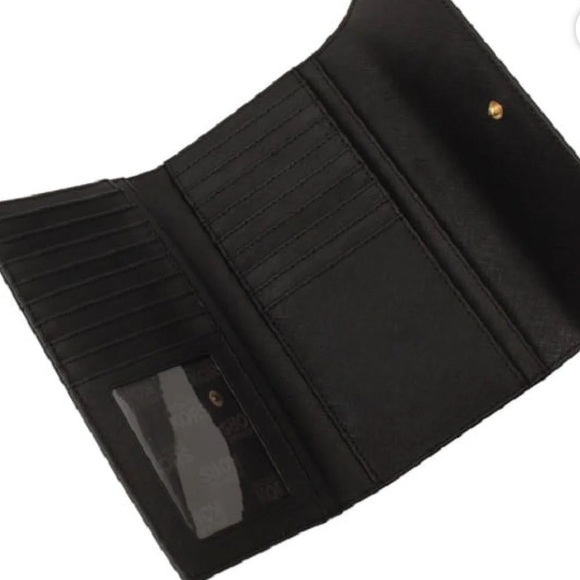 Michael Kors Womens Jet Set Travel Large Trifold Leather Wallet, Black - Picture 5 of 5